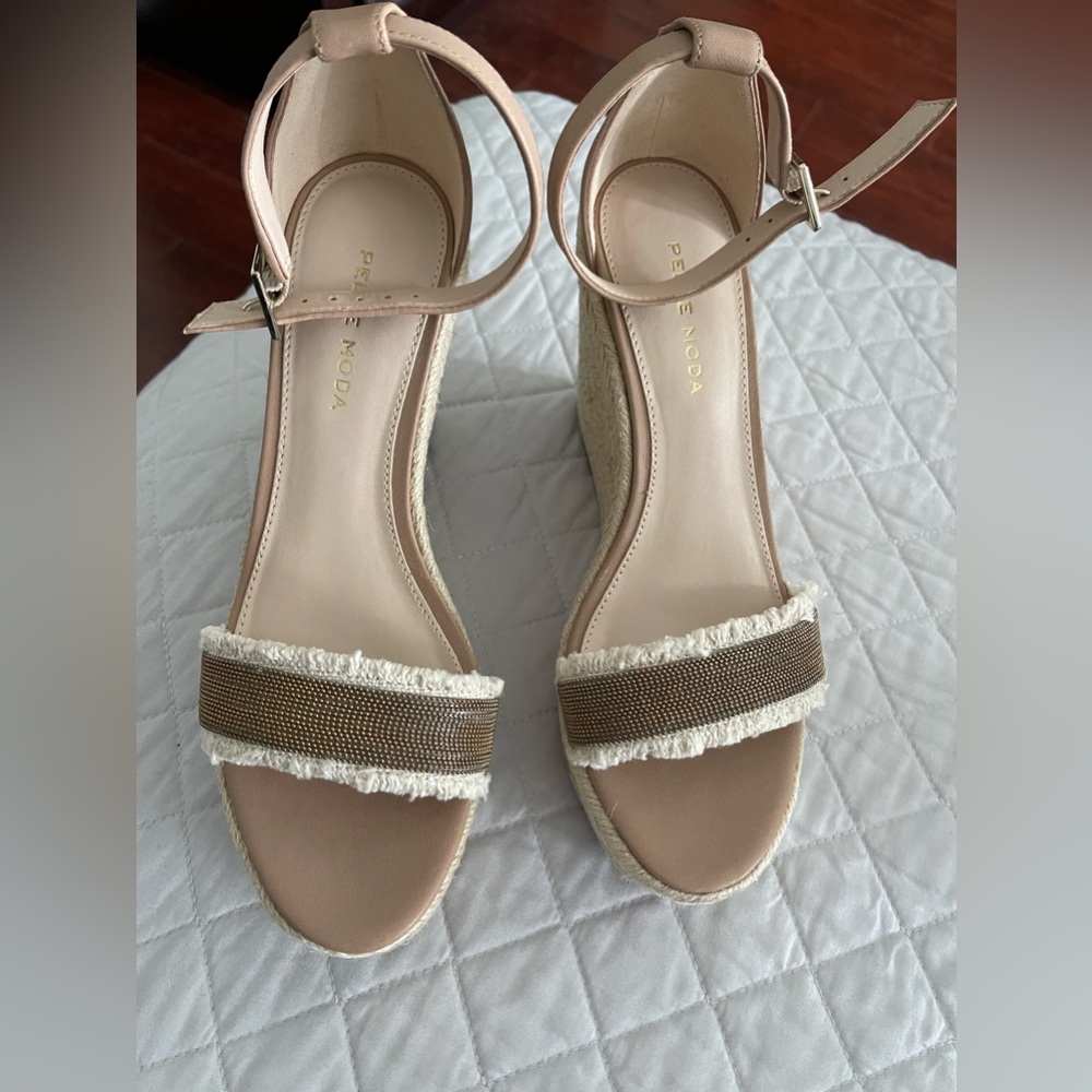Pelle Moda Beige Espadrille Wedges